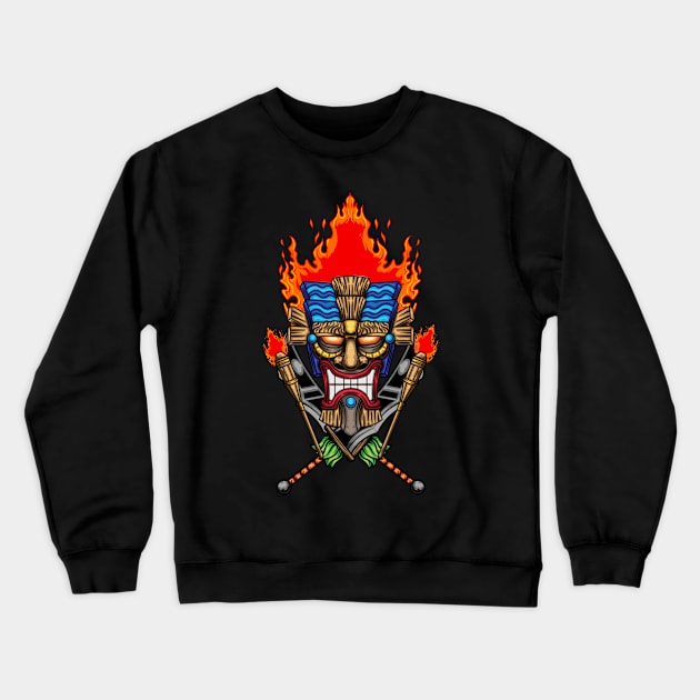 Tiki Mask Illustration 09 Crewneck Sweatshirt by Harrisaputra